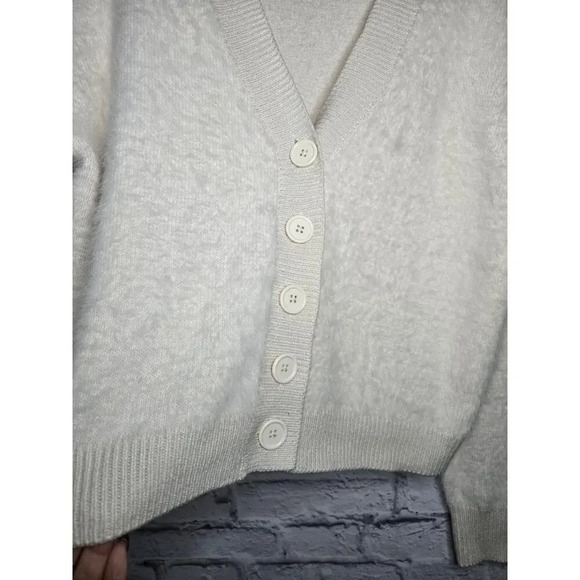 Sanctuary Eyelash Cardigan Cream Fuzzy Super Soft XS Crop Boxy - Picture 4 of 10
